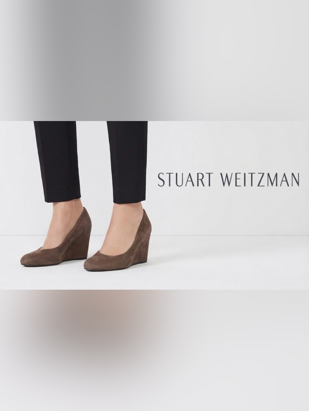 Authentic Stuart Weitzman brown suede, leather designer wedge heels size 8 1/2